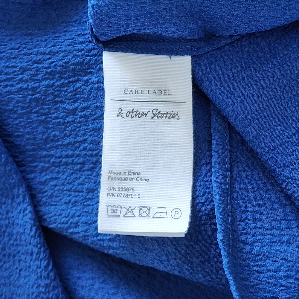 & Other Stories Blue Button Down Blouse Shirt Women's Size 6 NEW - Picture 5 of 6